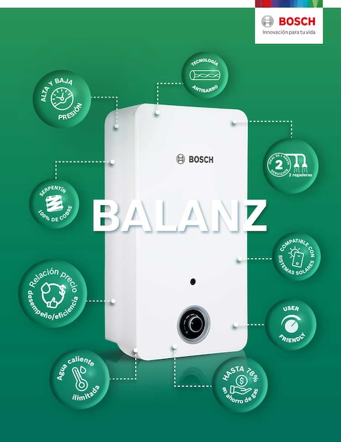 Calentador Instantáneo Bosch BALANZ 13 NAT 2 Servicios 13 Litros Gas ...