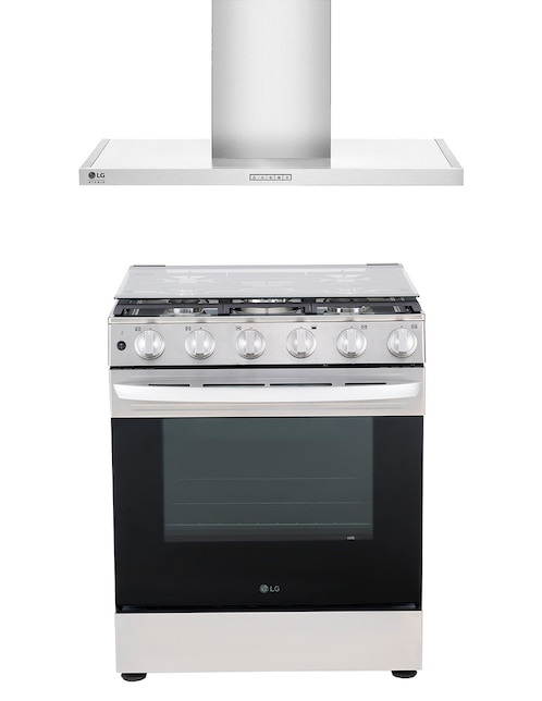 LG Combo estufa empotrable a gas natural/lp LG LRGL5840S.HCE23605S2 de 5 quemadores + campana