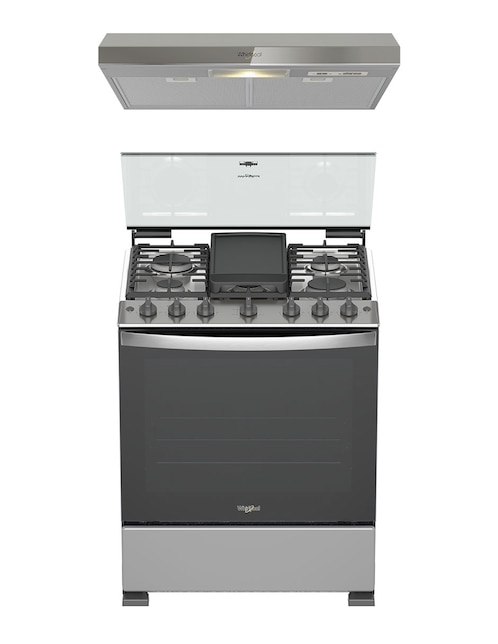 WHIRLPOOL Combo estufa de piso a Gas LP Whirlpool estufa 76 cm campana 80 cm CWFR5200D-HH de 6 quemadores