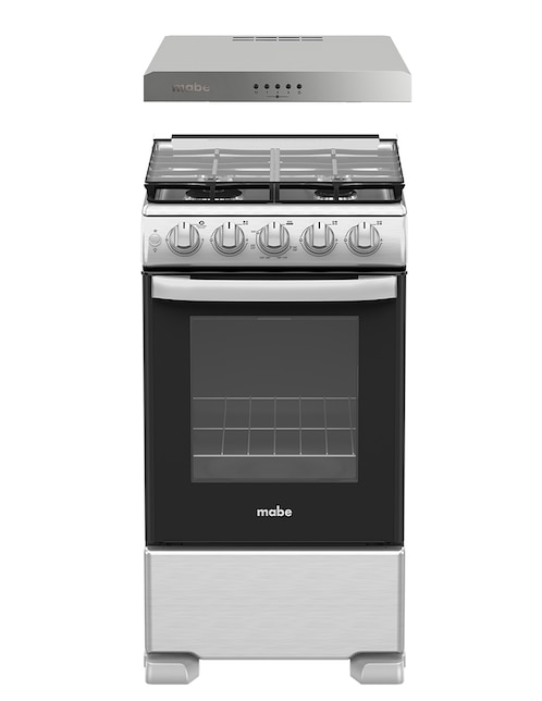 MABE Combo estufa de piso a Gas LP Mabe Tecnología Ultimate Cooking y Cleaning 50.60 cm EM5060X2CMPU50 de 4 quemadores + Campana