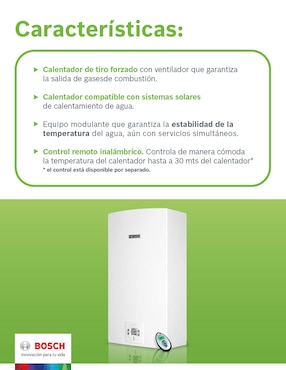 Calentador de paso bosch easy control 26lts lp sin tamaño gas lp