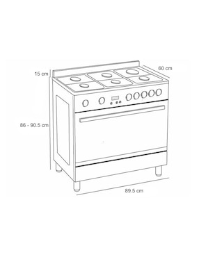 Estufa de piso a gas lp Teka 89.5 cm FS3RS966GGX de 6 quemadores