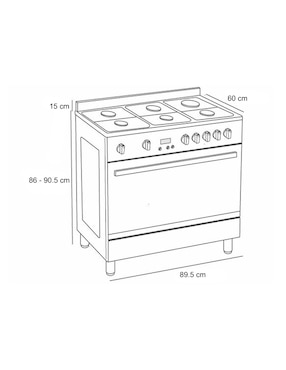 Estufa de piso a gas lp Teka 89.5 cm FS3RS966GGX de 6 quemadores