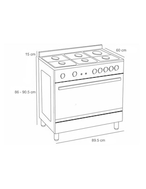 Estufa de piso a gas LP Teka 89.5 cm FS3RS965GGXL de 5 quemadores