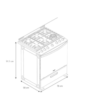 Estufa de piso a Gas LP Whirlpool 76 cm WFR5100S de 6 quemadores