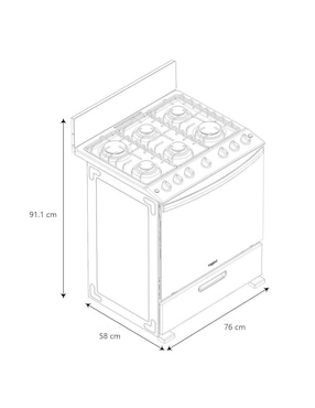 Estufa de piso a Gas LP Whirlpool 76 cm WFR3200D de 6 quemadores