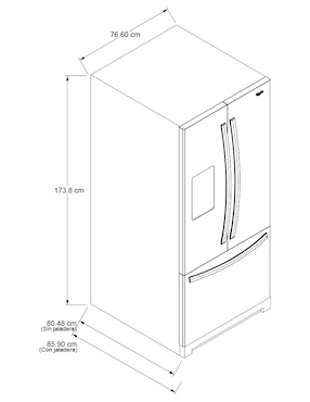 Refrigerador Dúplex Whirlpool 19 pies cúbicos tecnologíano frost MWRF220SEHV