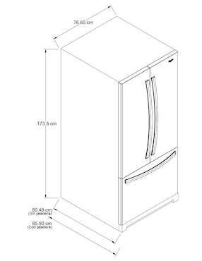 Refrigerador French door Whirlpool 19 pies cúbicos tecnologíano frost MWRF140SWHM