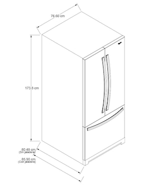 Refrigerador French door Whirlpool 19 pies cúbicos tecnologíano frost MWRF140SWHM