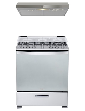 Combo Estufa De Piso Gas LP Whirlpool 76 Cm CWFR5100S-H + Campana