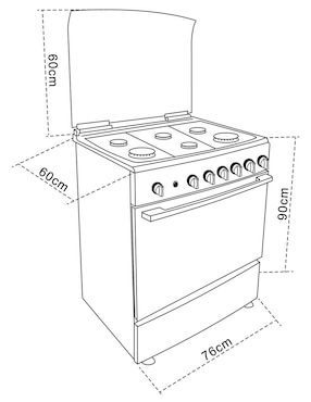 Estufa de piso a Gas LP Teka 76 cm FSGG8660SRX de 6 quemadores