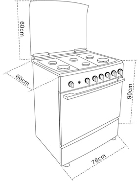 Estufa de piso a Gas LP Teka 76 cm FSGG8660SRX de 6 quemadores
