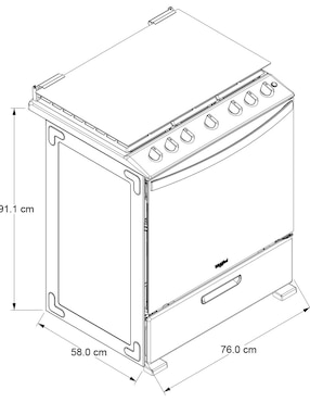 Estufa de piso a gas lp Whirlpool 76 cm WFR7400S de 6 quemadores