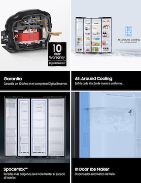Refrigerador Bottom mount Samsung 22 pies cúbicos inverter y fábrica de hielo RS22T5200B1/EM