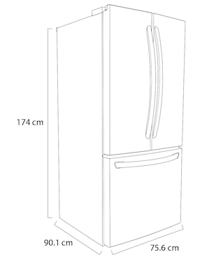Refrigerador french door LG 22 pies cúbicos inverter y no frost GF22BGSK