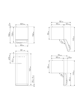 Refrigerador Unipuerta Smeg 9 pies tecnología no frost FAB28URBL3