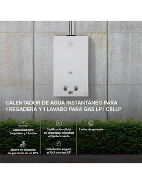 Calentador de paso Avera C8L 8 L gas lp