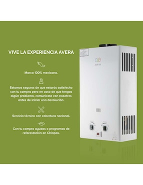 Calentador de paso Avera C8L 8 L gas lp