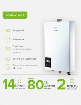 Calentador de paso Avera CM14 Gas LP