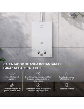 Calentador de paso Avera C6L 6 L Gas LP