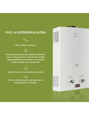 Calentador de paso Avera C6L 6 L Gas LP