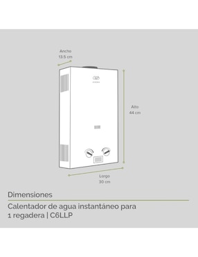 Calentador de paso Avera C6L 6 L Gas LP
