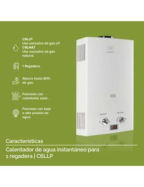 Calentador de paso Avera C6L 6 L Gas LP