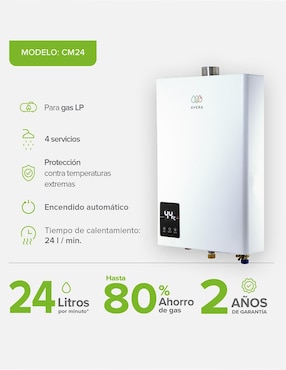 Calentador de paso Avera CM24 Gas LP