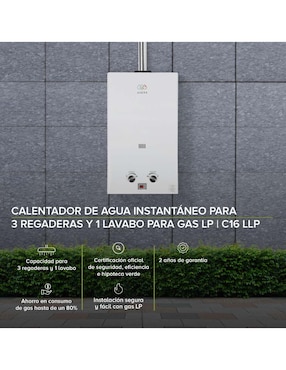 Calentador de paso Avera C16l 3 servicios 16 L gas Lp