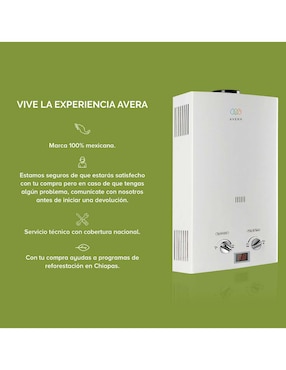 Calentador de paso Avera C16l 3 servicios 16 L gas Lp