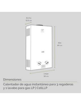 Calentador de paso Avera C16l 3 servicios 16 L gas Lp