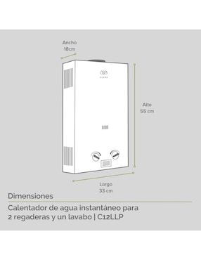 Calentador de paso Avera C12L 12 l Gas LP