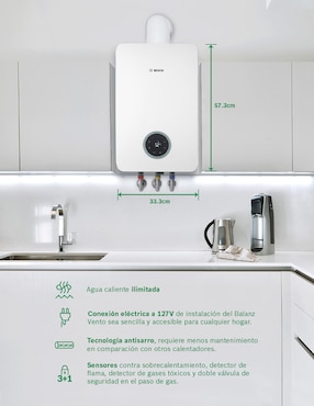 Calentador de paso Bosch Balanzvento13natural 2 servicios 13 l gas natural