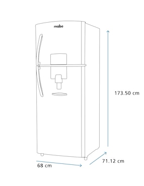 Refrigerador Top mount Mabe 14 pies cúbicos Tecnología no frost RME360FZMRP0