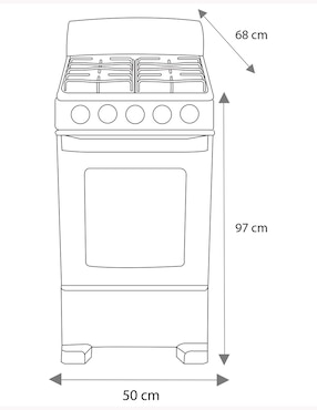 Estufa de piso Mabe 50 cm EM5030BAIS0 de 4 quemadores