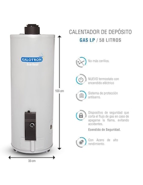 Calentador de depósito Kalotron KA-DEP-060LP-01 60 L gas lp