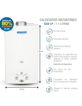 Calentador instantáneo Kalotron KA-INS-078LP-01 7 L gas lp