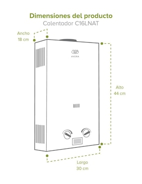 Calentador instantáneo Avera C16LNATPR72L 16 L gas natural