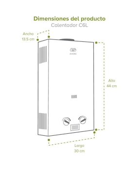 Calentador instantáneo Avera C6LPR26L 6 L gas lp