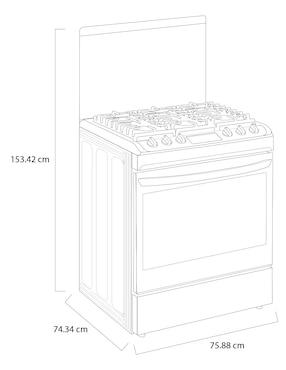 Estufa de piso a gas LP Lg Lupin 2 75.8 cm LRGL5847S de 6 quemadores