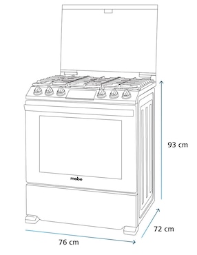 Estufa de piso a Gas LP Mabe Ultimate 72 cm EMH7614DATSS0 de 6 quemadores