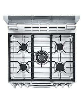 Combo estufa de piso a gas lp Lg Lupin 2 74 cm LG.EST.LRGL5847S+CAM de 5 quemadores + campana
