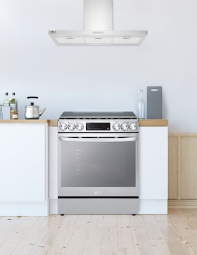 Combo estufa de piso a gas lp Lg Lupin 2 74 cm LG.EST.LRGL5847S+CAM de 5 quemadores + campana