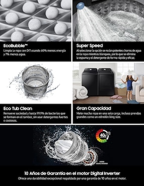 Lavadora Samsung 21 kg automática carga superior WA21B3554GV/AX