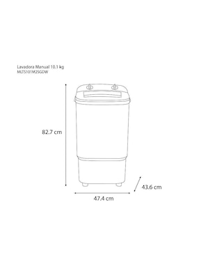 Lavadora Midea 10 kg semiautomática carga superior mlts101m2sgdw