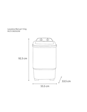 Lavadora Midea 13 kg semiautomática carga superior mlts13m2sgdw