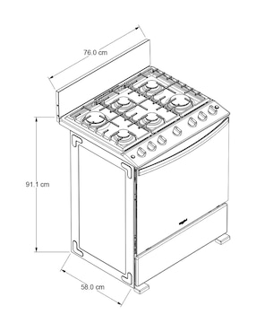 Estufa de piso a gas lp Whirlpool 76cm WFR3400D de 6 quemadores