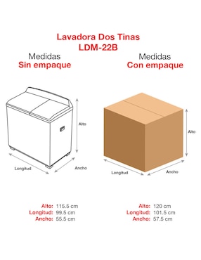 Lavadora doble tina Koblenz 22 kg semiautomática carga superior LDM-22B