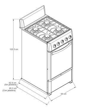 Estufa de piso a gas Acros 50 cm AW-1001B/NAW-1001B de 4 quemadores