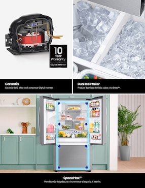 Refrigerador French door Samsung 32 pies cúbicos tecnología inverter y automática RF32CG5N10B1EM